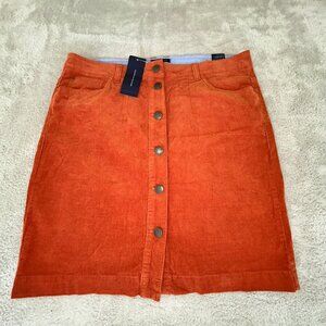 Tommy Hilfiger Orange Kite Corduroy Button Front Mini Skirt Womens Size 12